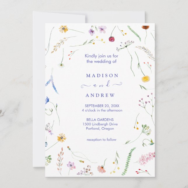 Invitation Mariage Floral Neutre Rustique (Devant)