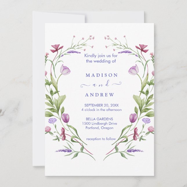 Invitation Mariage Floral Neutre Rustique (Devant)