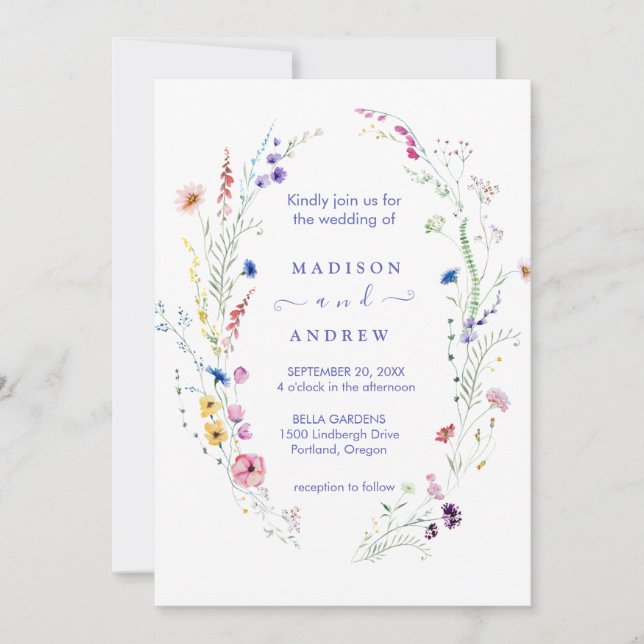 Invitation Mariage Floral Neutre Rustique (Devant)