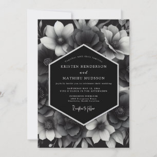 Invitation Mariage Floral Noir au Charbon