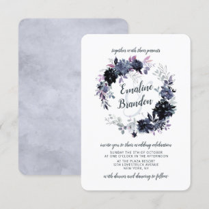 Invitation Mariage floral noir Dusty