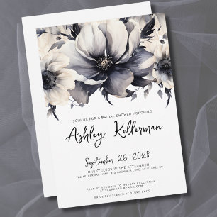 Invitation Mariage Floral Noir et Blanc