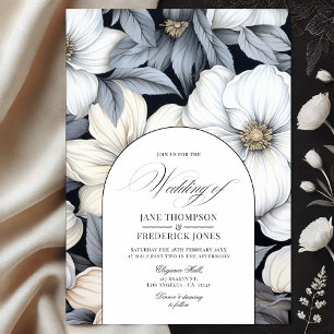 Invitation Mariage floral noir et blanc intemporel
