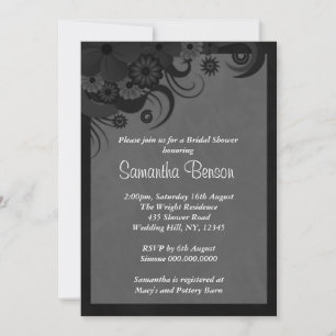 Invitation Mariage floral noir et gris