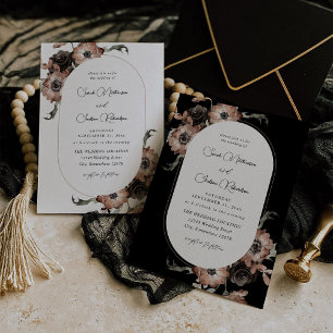 Invitation Mariage Floral noir et naturel