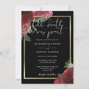 Invitation Mariage Floral Noir et Or de Style Gothique