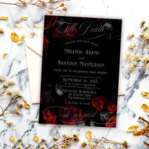Mariage floral noir et rouge sur mesure