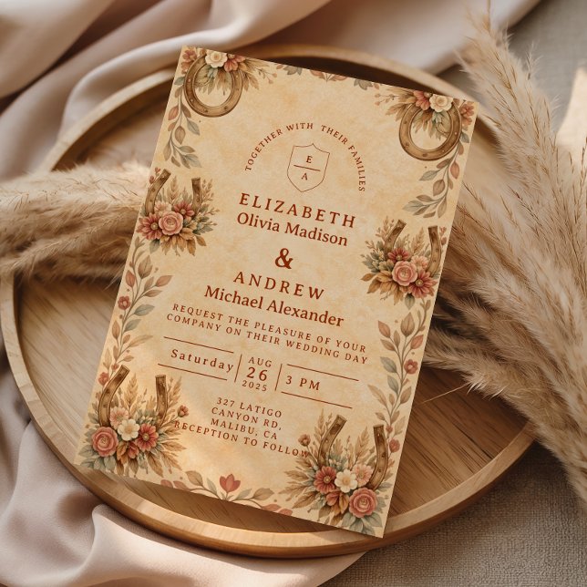 Invitation Mariage floral occidental en terre cuite (Créateur téléchargé)