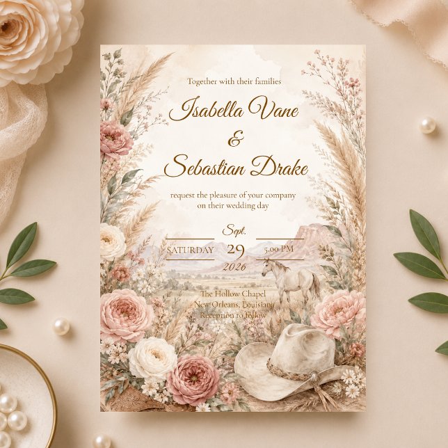 Invitation Mariage Floral Occidental Romantique (Créateur téléchargé)