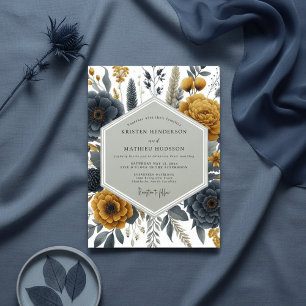 Invitation Mariage Floral Ochre en Forêt