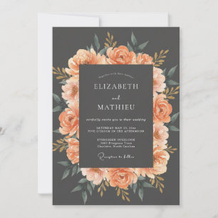 Invitation Mariage Floral Opulent aux Pêches