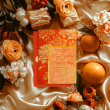Mariage floral opulent d'orange et d'or Mandarin