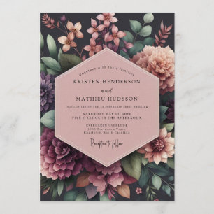 Invitation Mariage Floral Opulent Prune