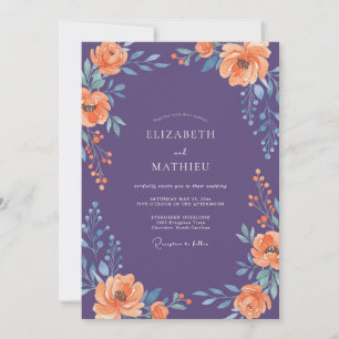 Invitation Mariage Floral Opulent Violet