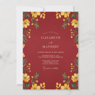 Invitation Mariage Floral Or Marron Et Or