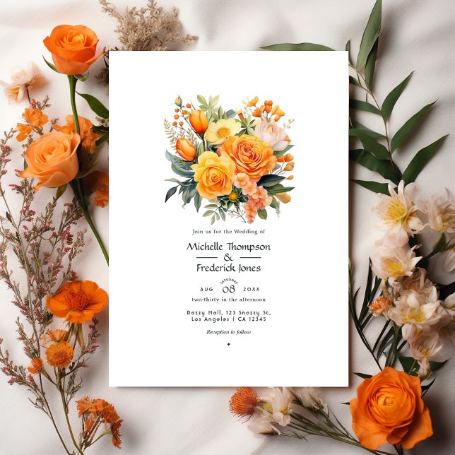 Invitation Mariage Floral Orange (Créateur téléchargé)