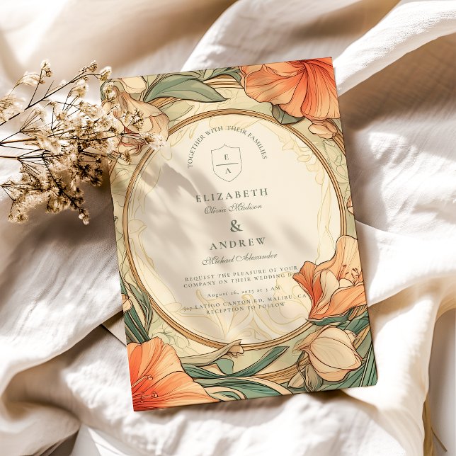 Invitation Mariage Floral Orange Brûlé (Créateur téléchargé)