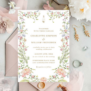 Invitation Mariage floral orange Grace Pastel Blush