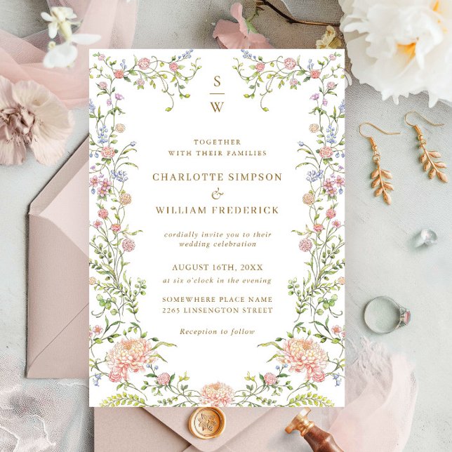 Invitation Mariage floral orange Grace Pastel Blush (Créateur téléchargé)