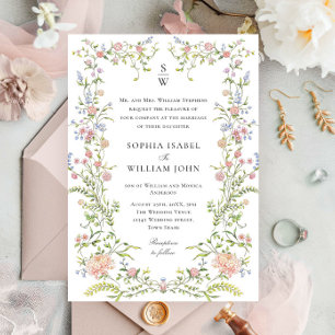 Invitation Mariage floral orange Grace Pastel Blush