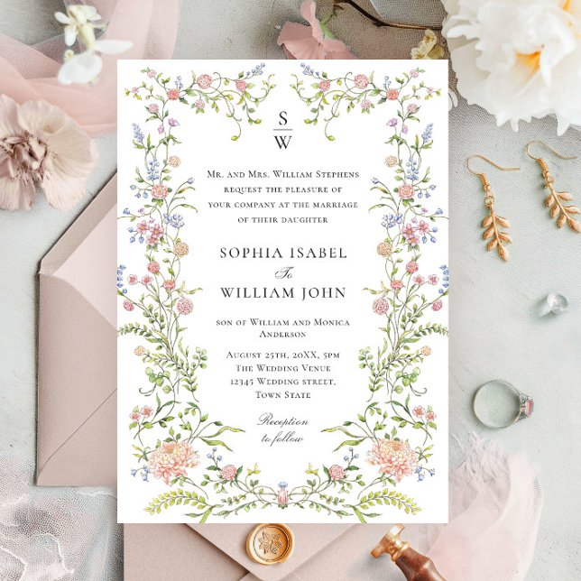 Invitation Mariage floral orange Grace Pastel Blush (Créateur téléchargé)