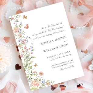 Invitation Mariage floral orange Grace Pastel Blush