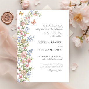Invitation Mariage floral orange Grace Pastel Blush