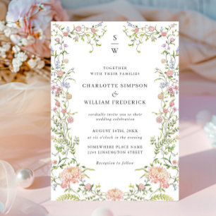 Invitation Mariage floral orange Grace Pastel Blush