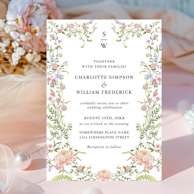 Invitation Mariage floral orange Grace Pastel Blush (Créateur téléchargé)
