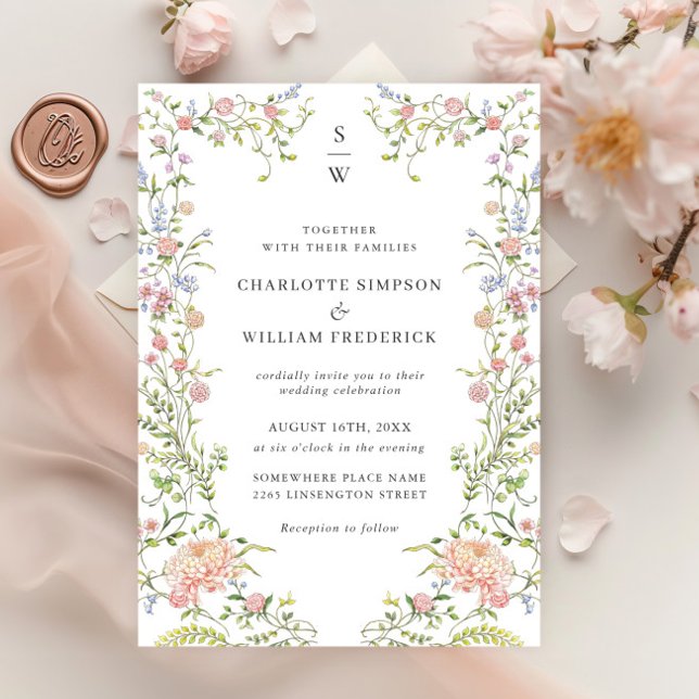 Invitation Mariage floral orange Grace Pastel Blush (Créateur téléchargé)