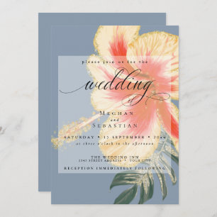 Invitation Mariage floral orange orange jaune gras