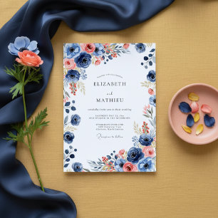 Invitation Mariage Floral Painter Naval