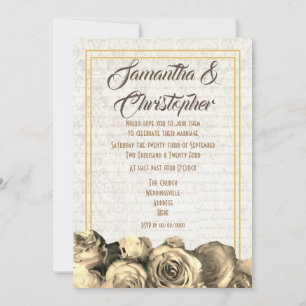Invitation Mariage floral parchemin Sepia