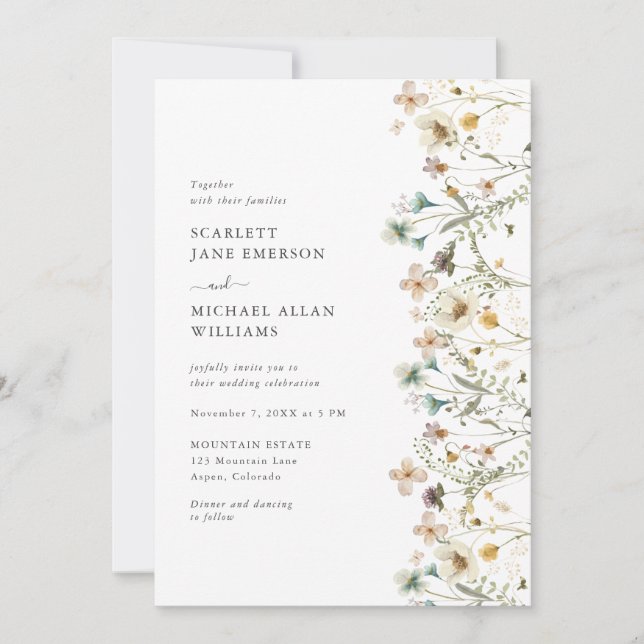 Invitation Mariage Floral Pastel Élégant (Devant)