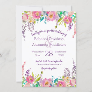 Invitation Mariage floral Pastel Watercolor