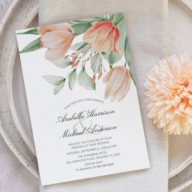 Invitation Mariage floral Peachy (Créateur téléchargé)