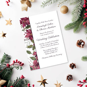Invitation Mariage Floral Poinsettia Rouge Écarlate