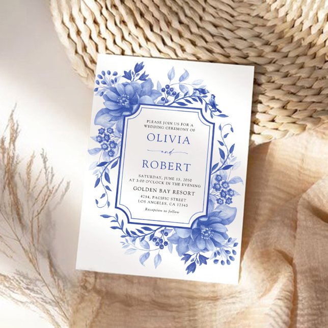 Invitation Mariage Floral Porcelain Floral (Créateur téléchargé)