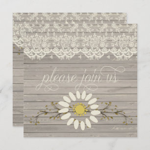 Invitation Mariage Floral Post Rustic Barn Wood