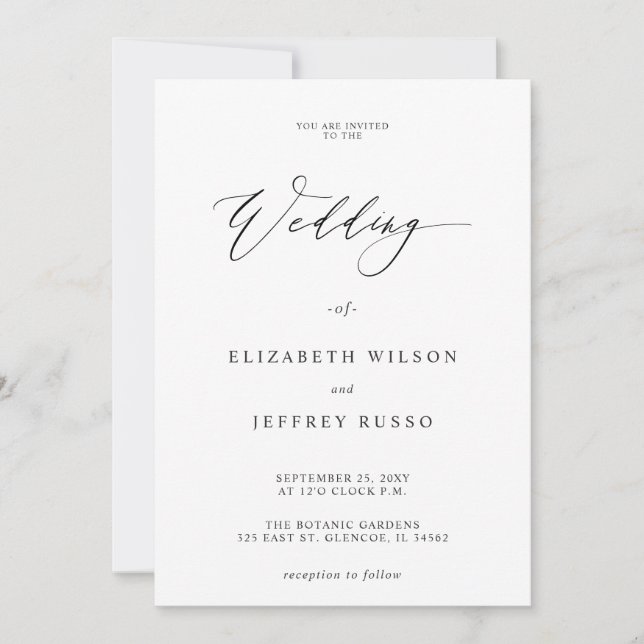 Invitation Mariage floral pour superposition de vellum (Devant)