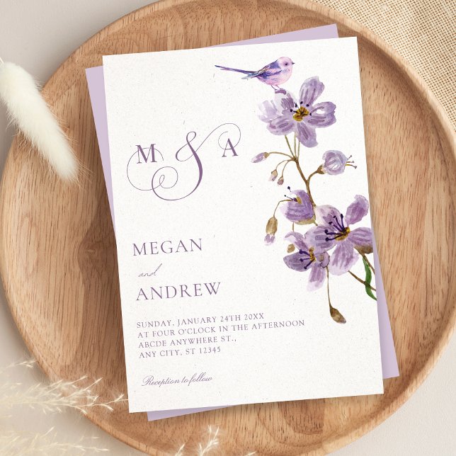 Invitation Mariage floral pourpre (Créateur téléchargé)