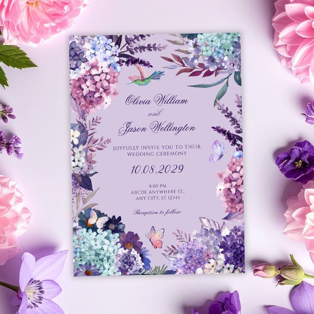 Invitation Mariage floral pourpre (Créateur téléchargé)