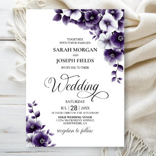 Invitation Mariage floral pourpre