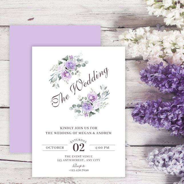 Invitation Mariage floral pourpre (Créateur téléchargé)
