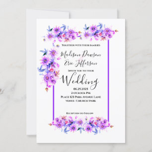 Invitation Mariage floral pourpre