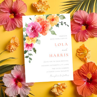 Invitation Mariage Floral Printanier Coloré et Vibrant