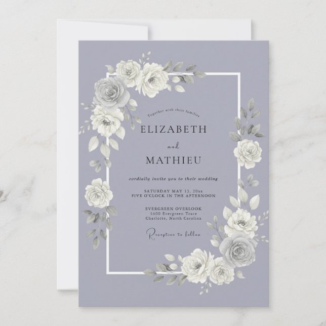 Invitation Mariage Floral Radiant Lavande (Devant)