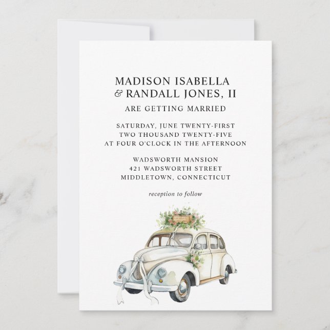 Invitation Mariage floral rétro élégant (Devant)