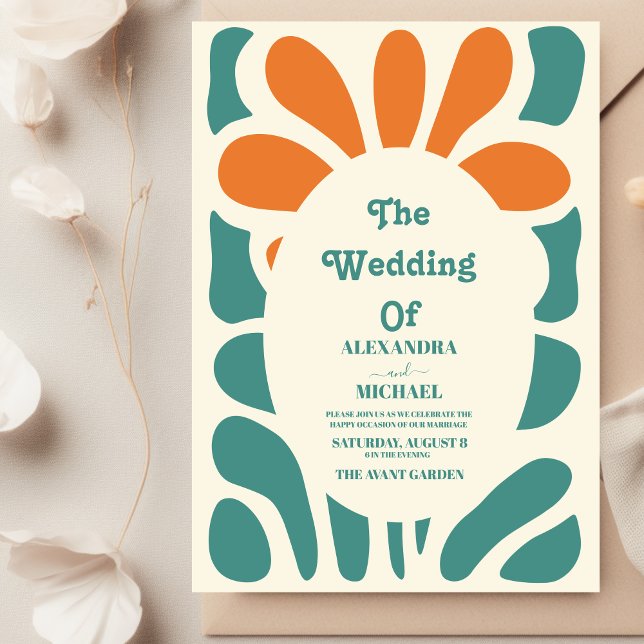 Invitation Mariage Floral Rétro Pastel (Créateur téléchargé)