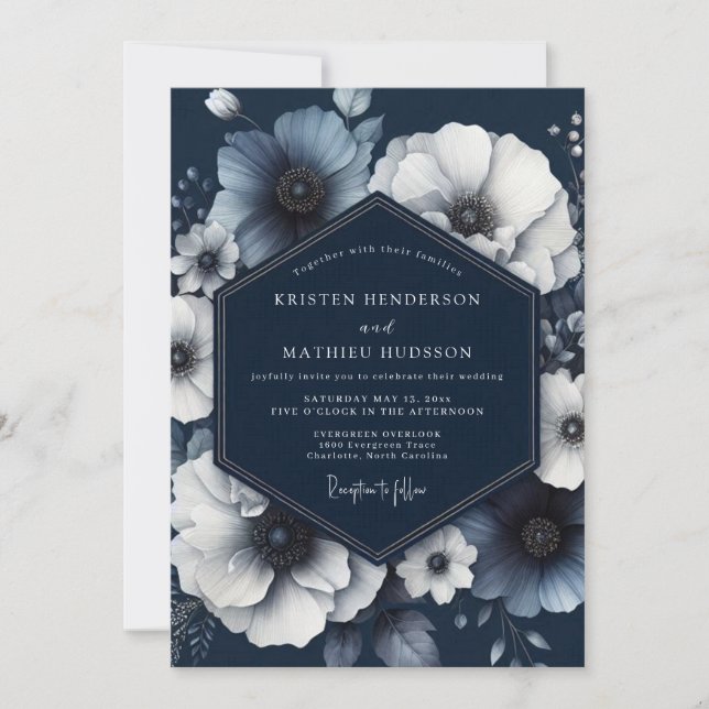 Invitation Mariage Floral Rêve de la Marine (Devant)